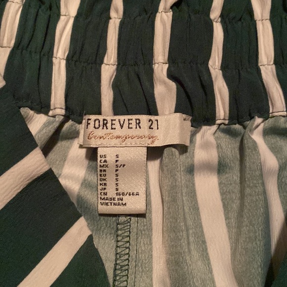 Green/white stripe pants with built in belt - super cute! - Picture 3 of 3